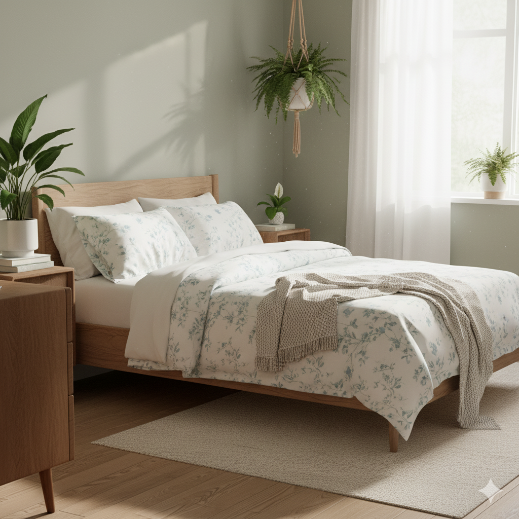  indoor plants like ferns and peace lilies Bedroom Interiors Hyderabad