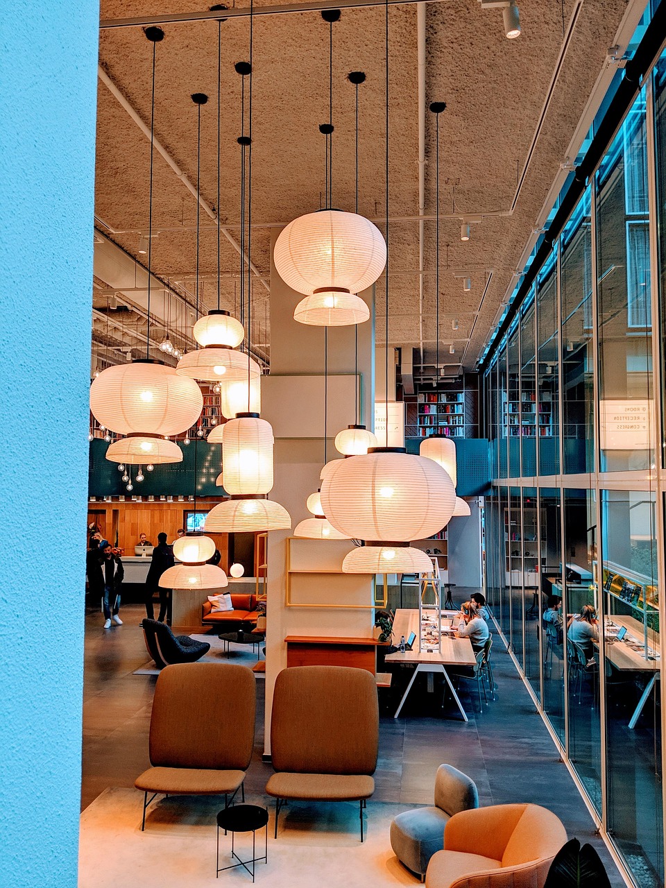 office, hotel, space, work, business, architecture, building, modern, light, lamps, chairs, desk, decoration, deco, interior, lights, perspective, people, working, optimism, design, floor, lobby, brown office, brown desk, brown hotel, brown lamp, hotel, lobby, lobby, lobby, lobby, lobby